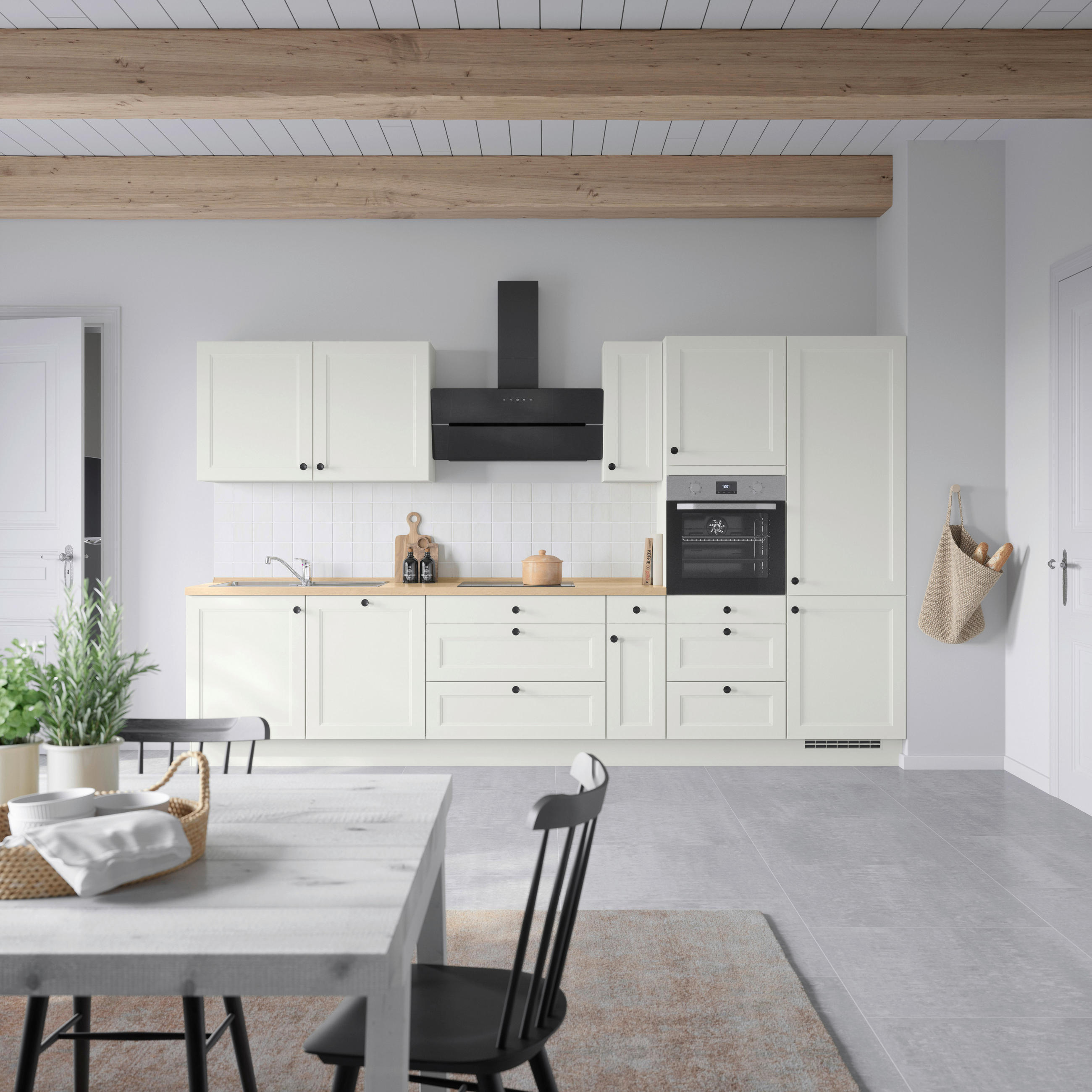 KÜCHENBLOCK 360 cm   in Weiß, Eichefarben  - Eichefarben/Schwarz, MODERN, Holzwerkstoff/Metall (360cm) - Nobilia