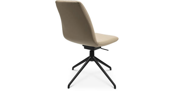 STUHL Echtleder Schwarz, Beige - Beige/Schwarz, Design, Leder/Metall (46/81,5-84,5/55cm) - Johann Jakob
