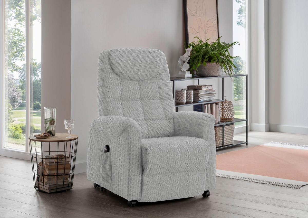 FERNSEHSESSEL in Mikrofaser Hellgrau  - Hellgrau/Schwarz, KONVENTIONELL, Kunststoff/Textil (83/113/92cm) - Xora