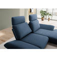 ECKSOFA  in Flachgewebe Blau Rücken echt, Armteilverstellung, Drehsitzfunktion  234/155 cm  - Blau/Schwarz, Design, Textil/Metall (234/155cm) - Dieter Knoll