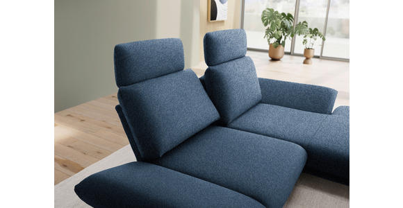 ECKSOFA  in Flachgewebe Blau Rücken echt, Armteilverstellung, Drehsitzfunktion  234/155 cm  - Blau/Schwarz, Design, Textil/Metall (234/155cm) - Dieter Knoll