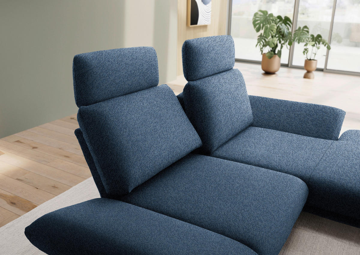 ECKSOFA  in Flachgewebe Blau  234/155 cm  - Blau/Schwarz, Design, Textil/Metall (234/155cm) - Dieter Knoll