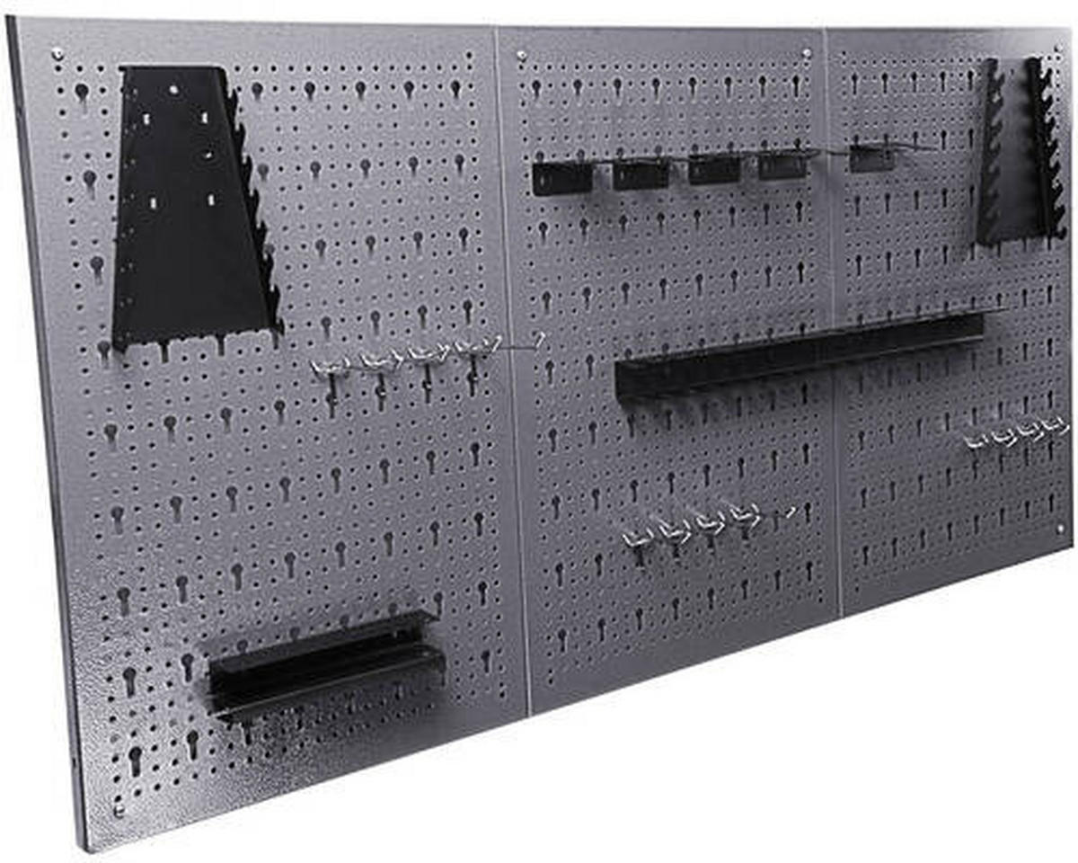 WERKBANKSET 240/205/60 cm  - Anthrazit/Grau, Basics, Holz/Metall (240/205/60cm)