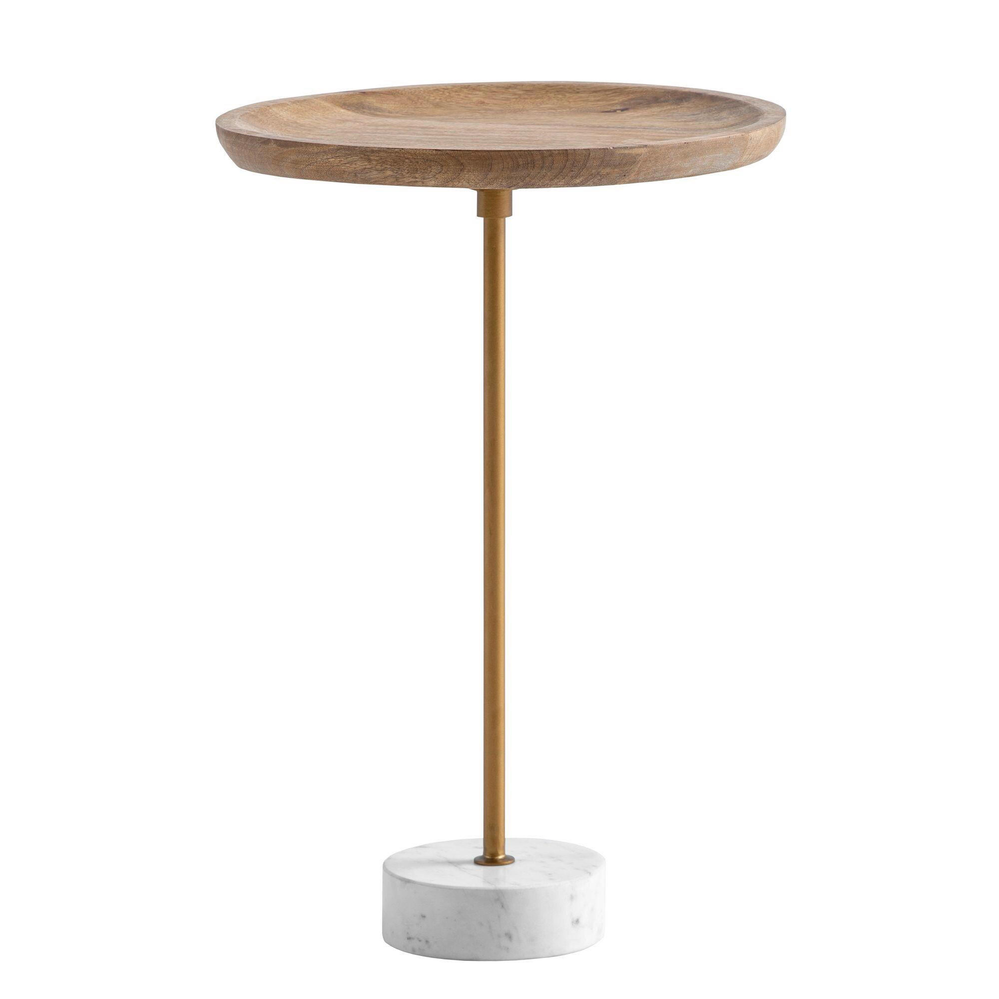 SIDOBORD i trä 40/40/55 cm  - vit/guldfärgad, Design, trä/sten (40/40/55cm) - Livetastic