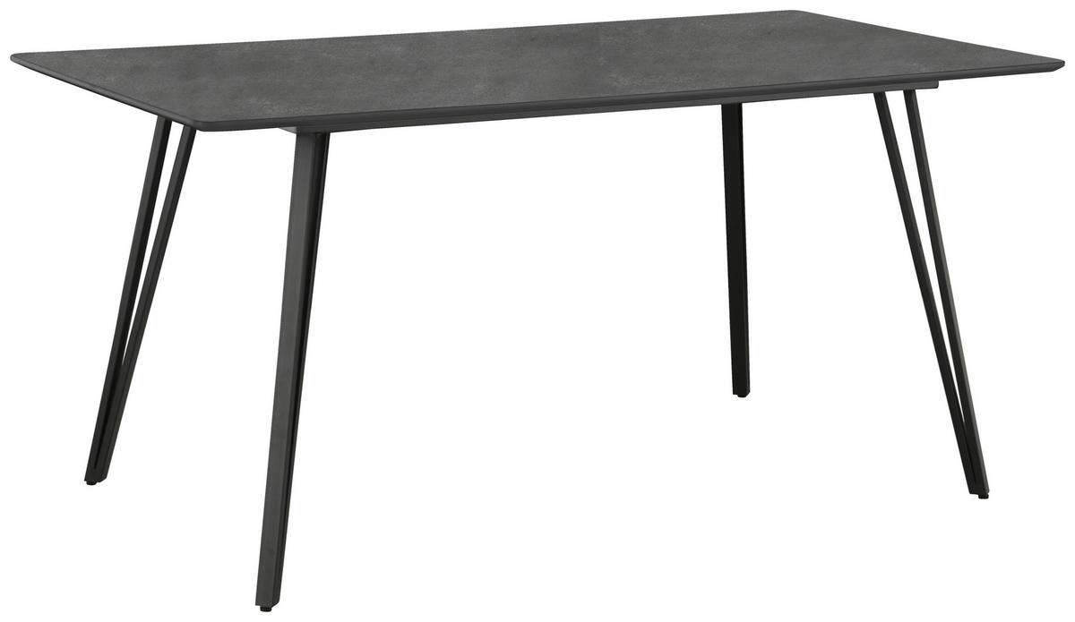 ESSTISCH rechteckig Grau  - Schwarz/Grau, Design, Holzwerkstoff/Metall (160/80/75cm) - Boxxx
