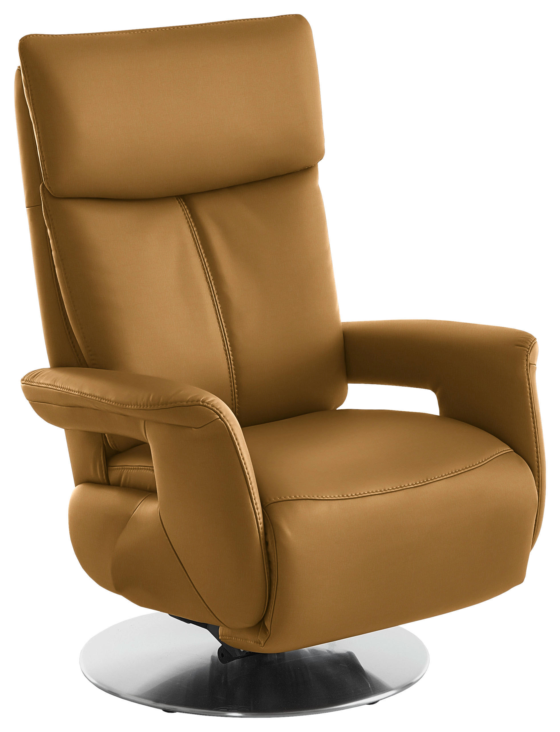RELAXSESSEL in Leder Cognac  - Edelstahlfarben/Cognac, Design, Leder/Metall (78/112/85cm) - Cantus