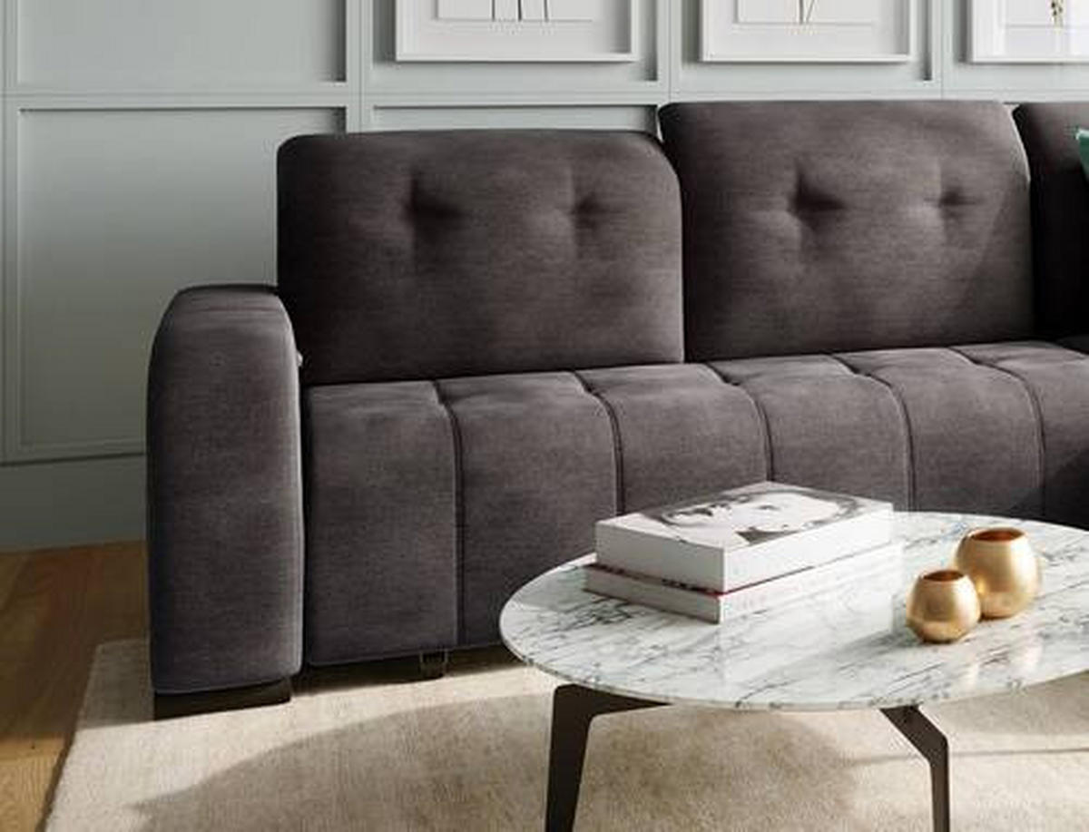 ECKSOFA in Mikrofaser Anthrazit  - Anthrazit/Schwarz, Modern, Textil/Metall (185/292cm) - Livetastic