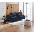 BOXSPRINGSOFA Flachgewebe Dunkelblau  - Schwarz/Dunkelblau, KONVENTIONELL, Textil/Metall (204/93/100cm) - Novel