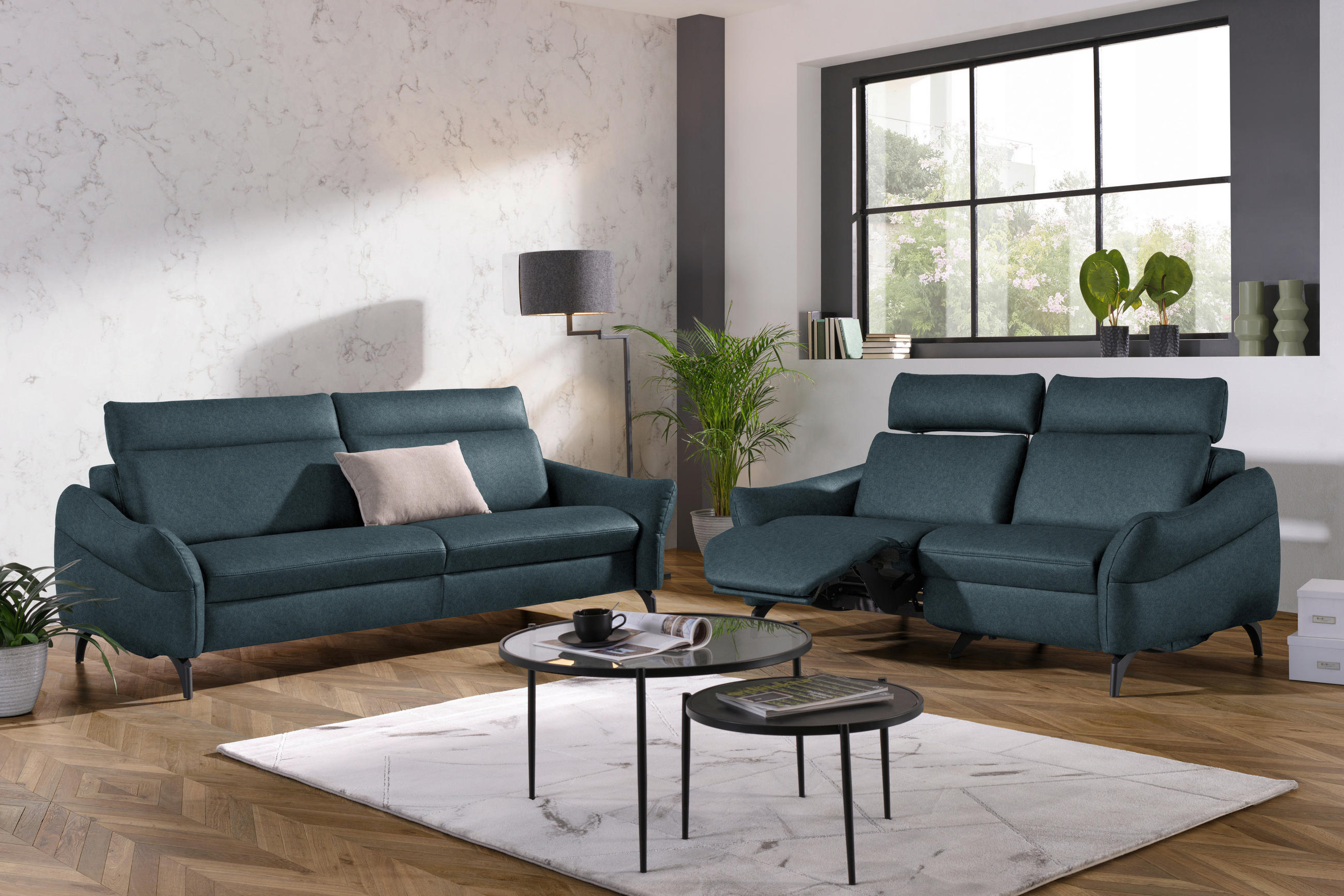 2-SITZER-SOFA in Leder Petrol  - Anthrazit/Petrol, Design, Leder/Metall (187/92/97cm) - Himolla Komfortklass