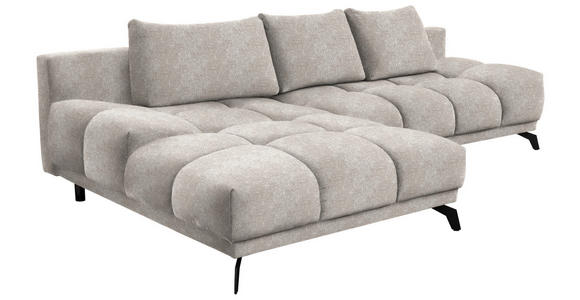 ECKSOFA in Chenille Sandfarben  - Sandfarben/Schwarz, MODERN, Textil/Metall (182/290cm) - Hom`in