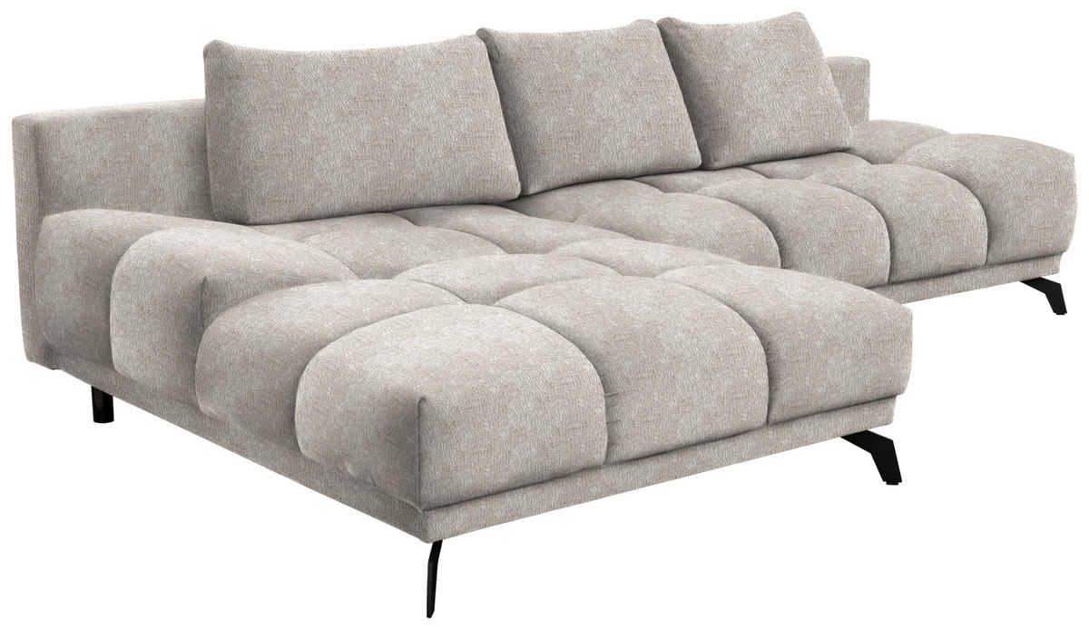 ECKSOFA in Chenille Sandfarben  - Sandfarben/Schwarz, Modern, Textil/Metall (182/290cm) - Hom`in