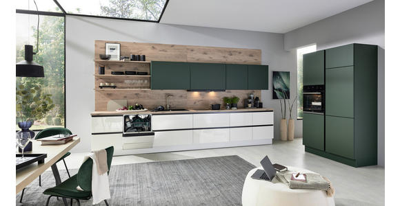 EINBAUKÜCHE   - Eichefarben/Schwarz, Design, Holzwerkstoff - Novel