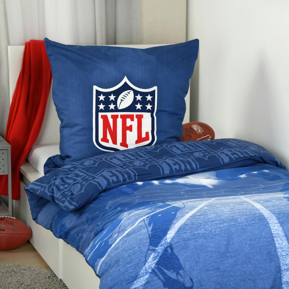 JUGENDBETTWÄSCHE NFL Renforcé 135/200 cm  - Hellblau, Design, Textil (135/200cm) - Herding