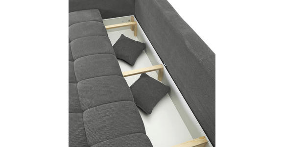 SCHLAFSOFA Plüsch Grau  inkl. Zierkissen, Rückenkissen, Bettkasten, Schlaffunktion, Rücken echt, Liegefläche im Originalstoff  - Schwarz/Grau, KONVENTIONELL, Kunststoff/Textil (200/73/105cm) - Carryhome