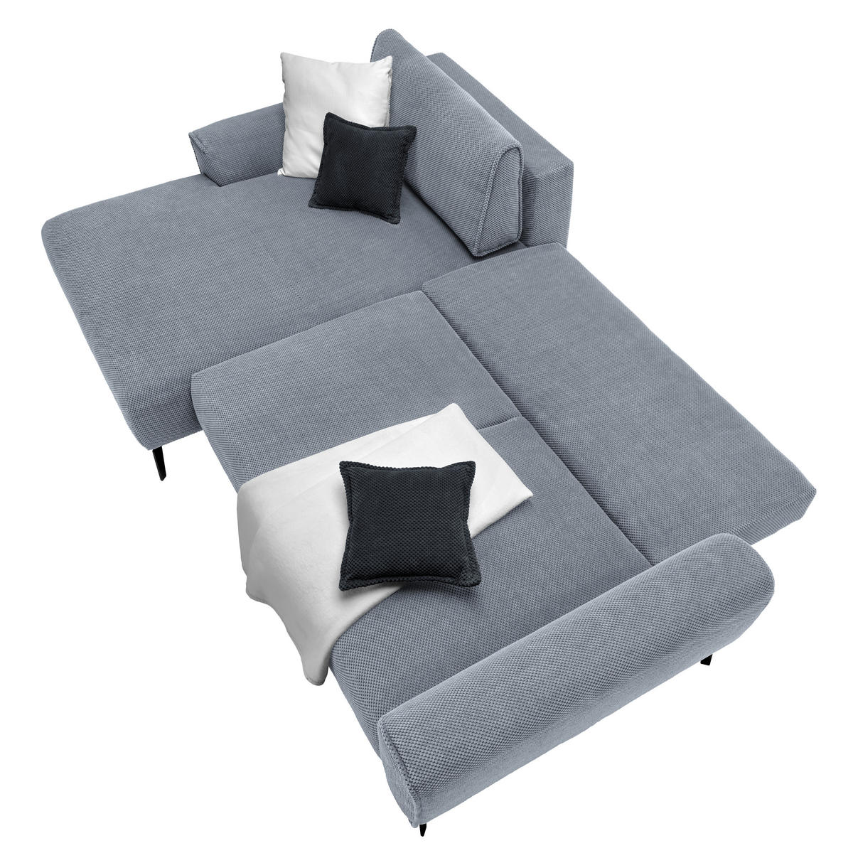 ECKSOFA in Webstoff Blaugrau  - Blaugrau/Schwarz, Design, Textil/Metall (170/272cm) - Welnova