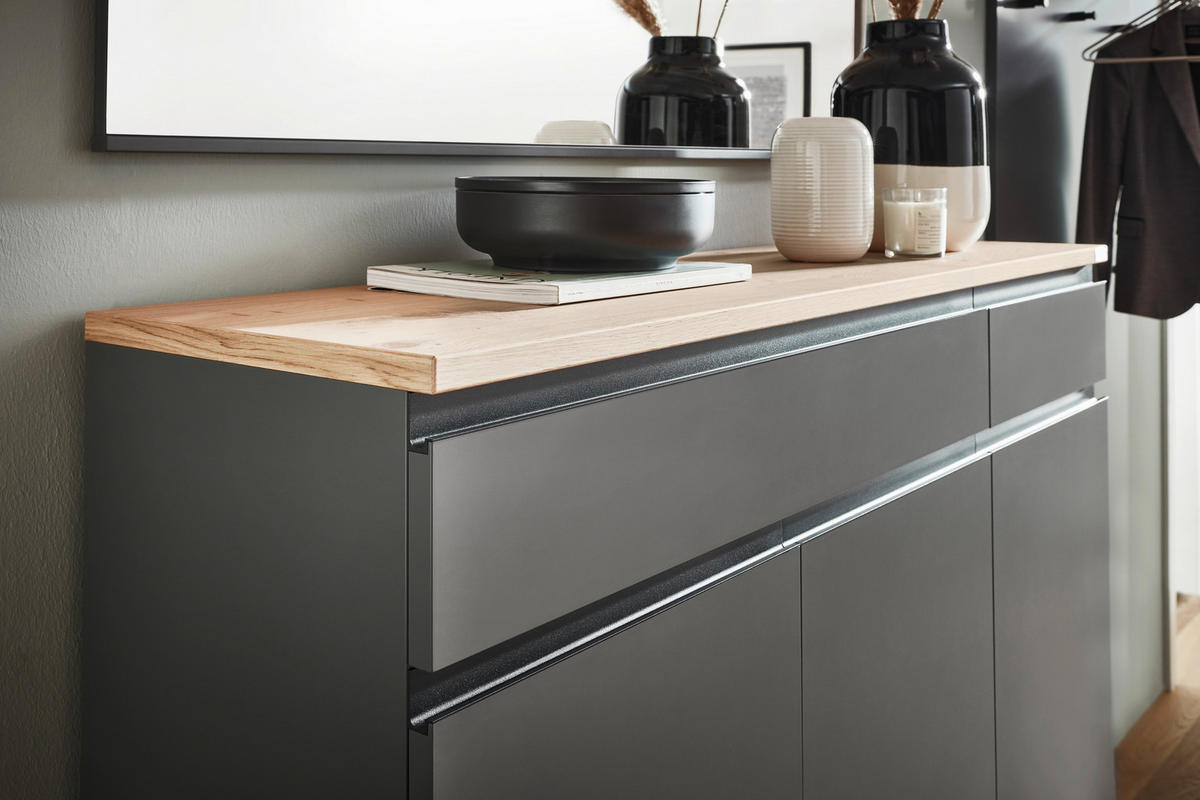 GARDEROBE 3-teilig  in 215/200/37 cm  - Eichefarben/Anthrazit, Design, Holz/Holzwerkstoff (215/200/37cm) - Dieter Knoll