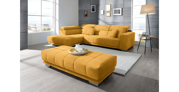 ECKSOFA in Mikrofaser Dunkelgelb 207/301 cm - Chromfarben/Dunkelgelb, Design, Textil/Metall (207/301cm) - Xora