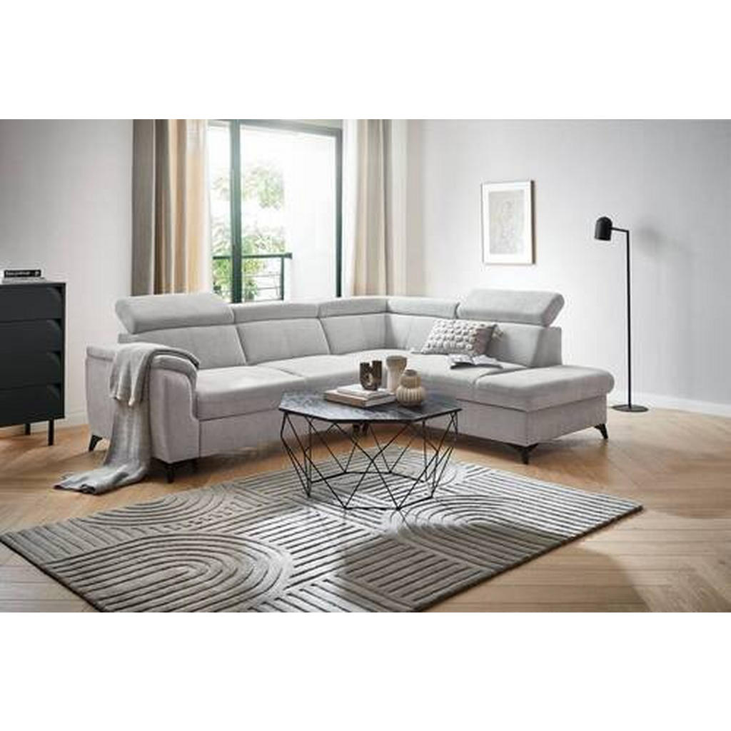 Thumbnail - Stylife Ecksofa Prag, Grau, Textil, 5-Sitzer, Ottomane rechts, L-Form, 260x203 cm, Bettkasten erhältlich, Stoffauswahl, ...