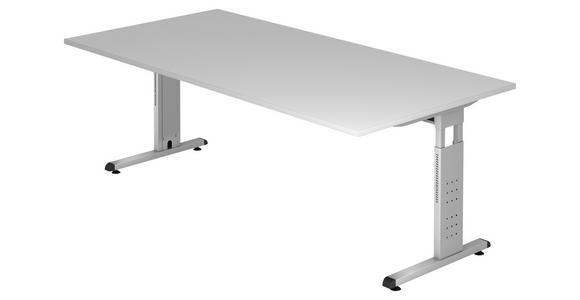 SCHREIBTISCH 200/100/65-85 cm  in Grau  - Silberfarben/Grau, KONVENTIONELL, Holzwerkstoff/Metall (200/100/65-85cm) - Venda