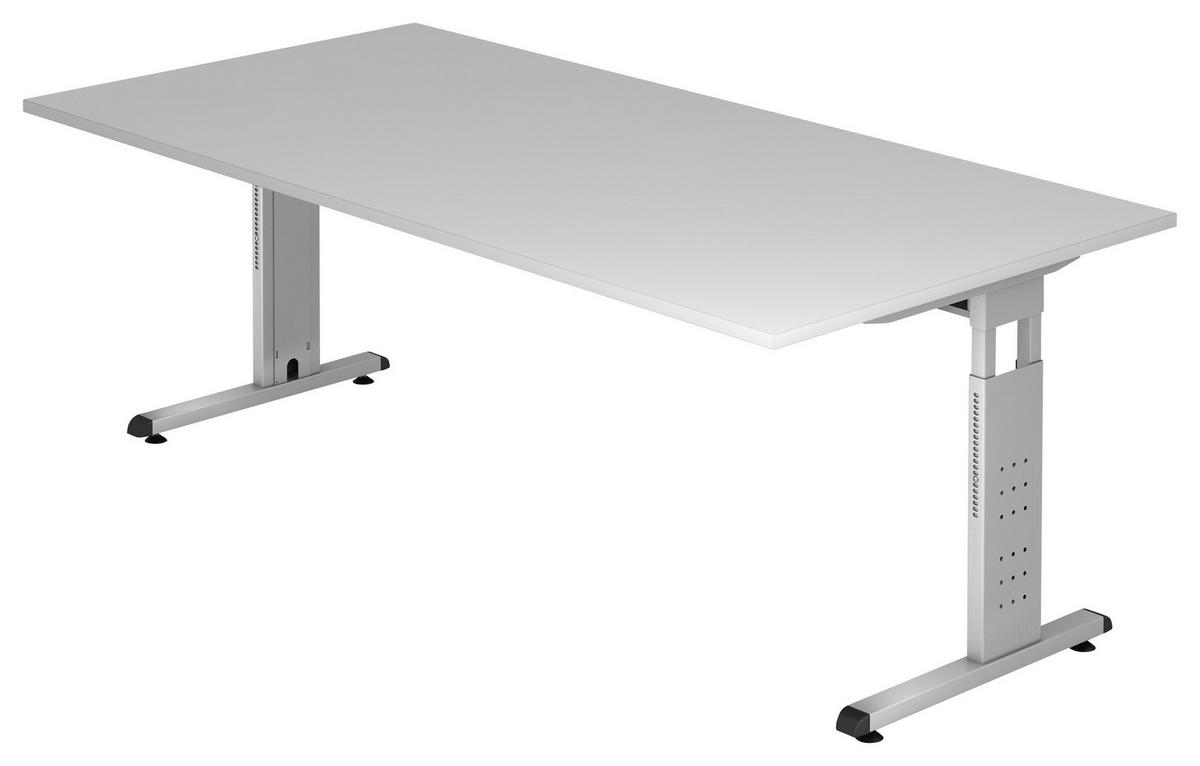 SCHREIBTISCH 200/100/65-85 cm  in Grau  - Silberfarben/Grau, KONVENTIONELL, Holzwerkstoff/Metall (200/100/65-85cm) - Venda