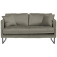 2-SITZER-SOFA  in Samt Grau  - Schwarz/Grau, Design, Textil/Metall (150/78/84cm) - Carryhome