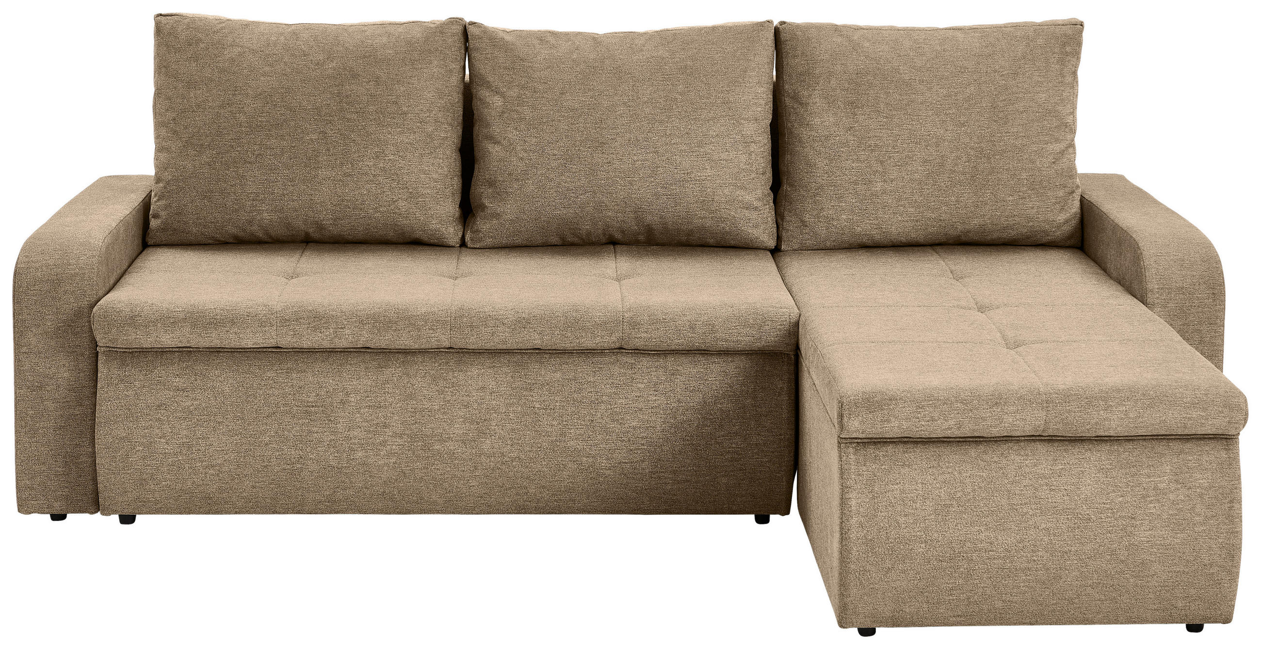 ECKSOFA 235/158 cm  in Webstoff Braun Rückenkissen, Bettkasten, Rücken echt, Liegefläche im Originalstoff  235/158 cm  - Schwarz/Braun, KONVENTIONELL, Kunststoff/Textil (235/158cm) - P & B