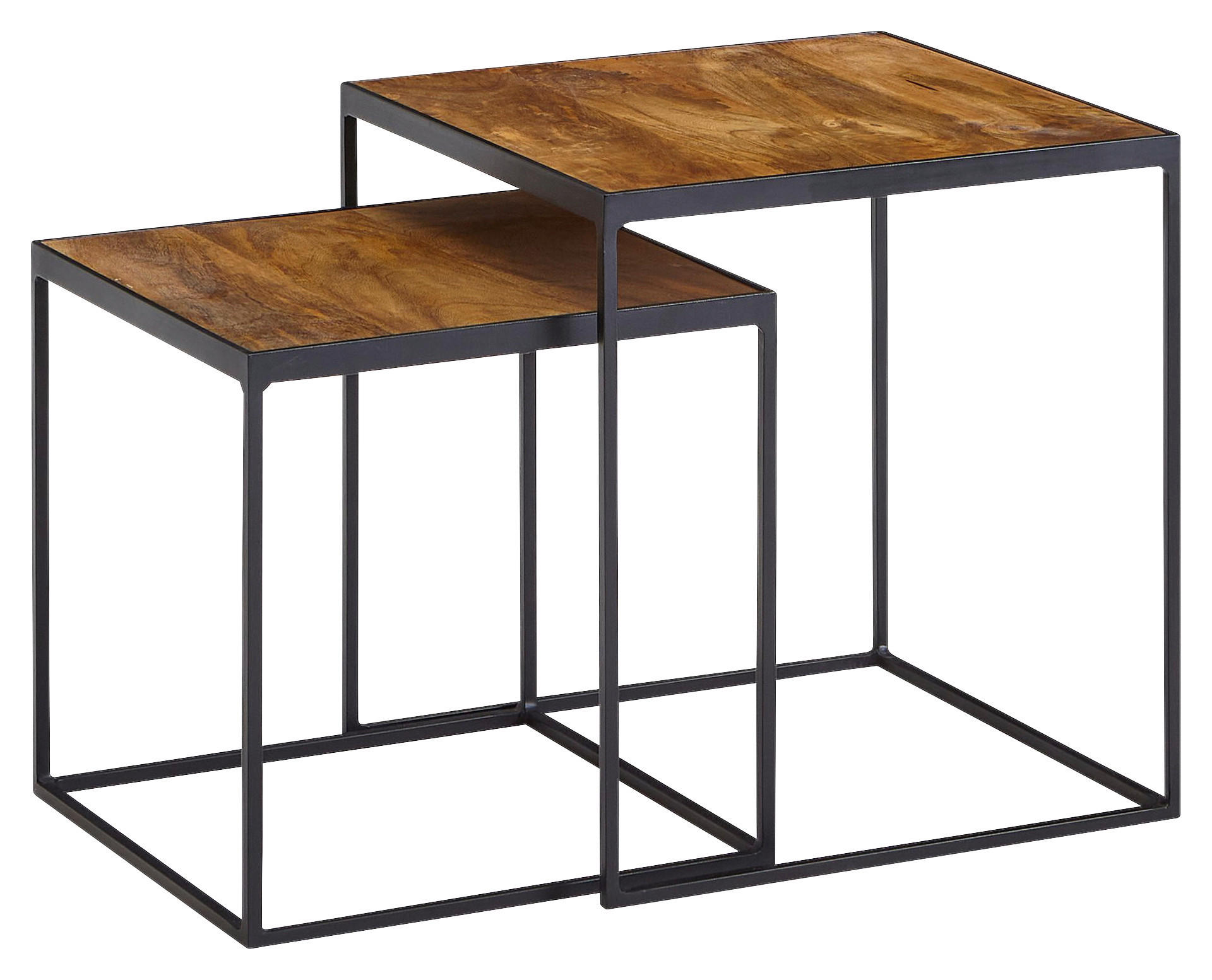 SET MIZ, rjava  - črna/rjava, Moderno, kovina/les (40/40/44cm) - MID.YOU