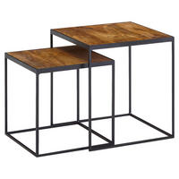 SET MIZ, rjava  - črna/rjava, Moderno, kovina/les (40/40/44cm) - MID.YOU