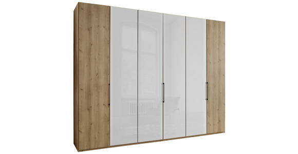 DREHTÜRENSCHRANK in Weiß, Eiche Bianco - Schieferfarben/Eiche Bianco, KONVENTIONELL, Glas/Holzwerkstoff (300/236/58cm) - Dieter Knoll