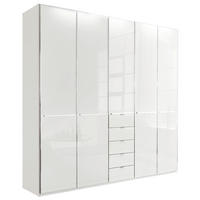 KLEIDERSCHRANK 250/236/58 cm 5-türig Weiß  - Chromfarben/Weiß, KONVENTIONELL, Glas/Holzwerkstoff (250/236/58cm) - Novel