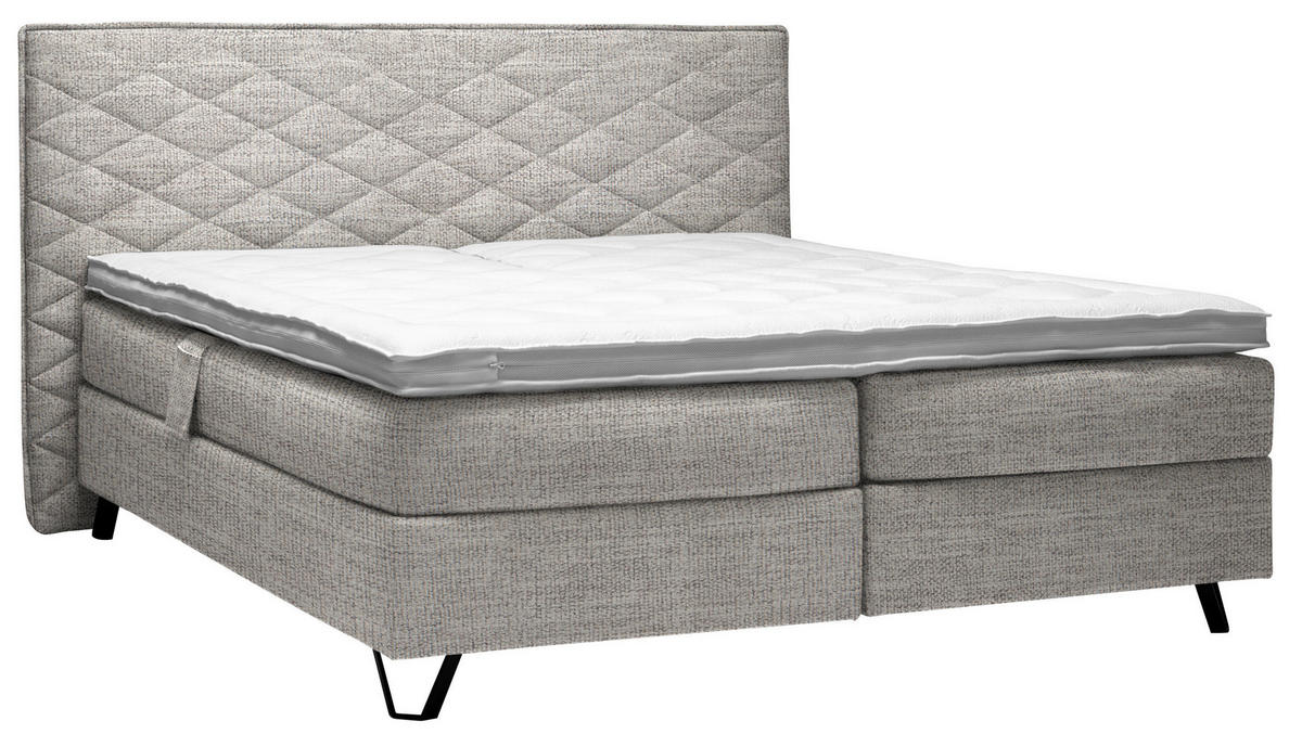 BOXSPRINGBETT 200/200 cm  in Hellgrau  - Hellgrau/Schwarz, Konventionell, Holz/Textil (200/200cm) - Sjöholm