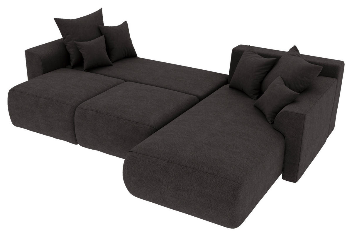 ECKSOFA Dunkelbraun Lederlook Zierkissen, Rückenkissen, Bettkasten, Schlaffunktion, Rücken echt, Liegefläche im Originalstoff  - Chromfarben/Dunkelbraun, KONVENTIONELL, Kunststoff/Textil (293/195cm) - Carryhome