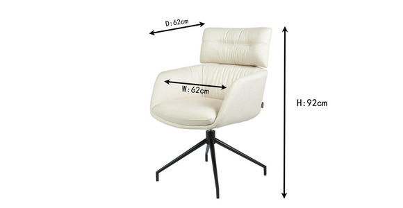 ARMLEHNSTUHL  Stoffauswahl, Sitzfläche 360° drehbar, automatische Rückholfunktion Webstoff  Beige  - Beige/Schwarz, Design, Textil/Metall (62/92/66cm) - Dieter Knoll
