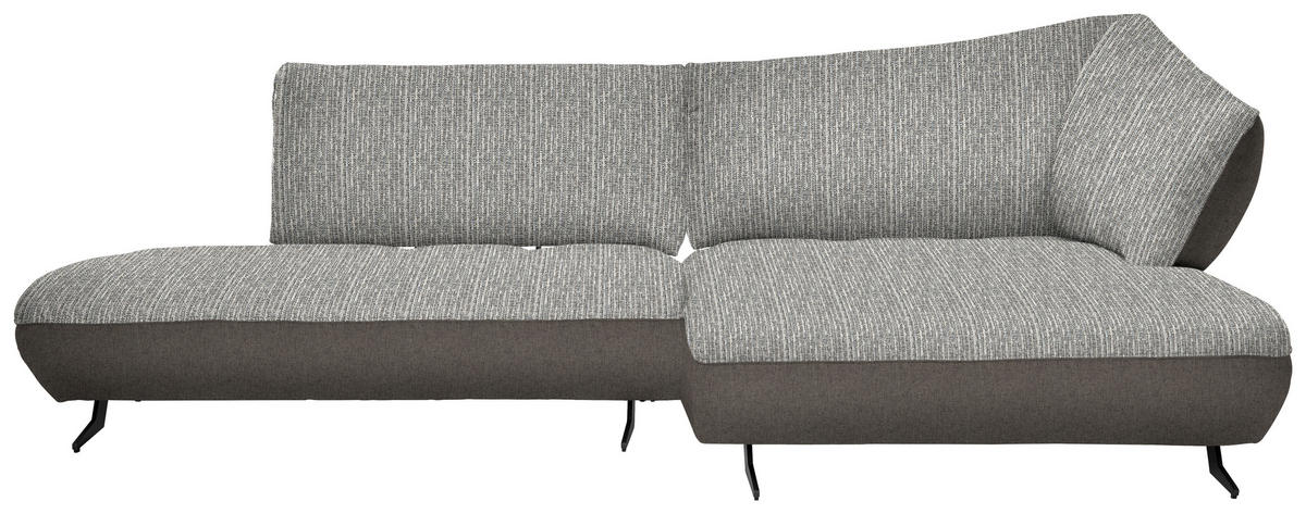 ECKSOFA in Webstoff, Struktur Blau, Sandfarben  - Sandfarben/Blau, Design, Textil/Metall (265/172cm) - Joop!
