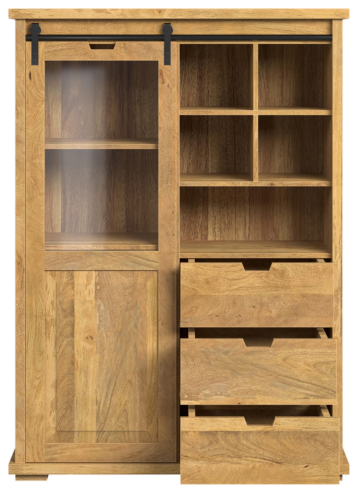 HIGHBOARD , 108/150/45 cm, 3 Schublade(n)  - Honig, KONVENTIONELL, Glas/Holz (108/150/45cm) - MID.YOU