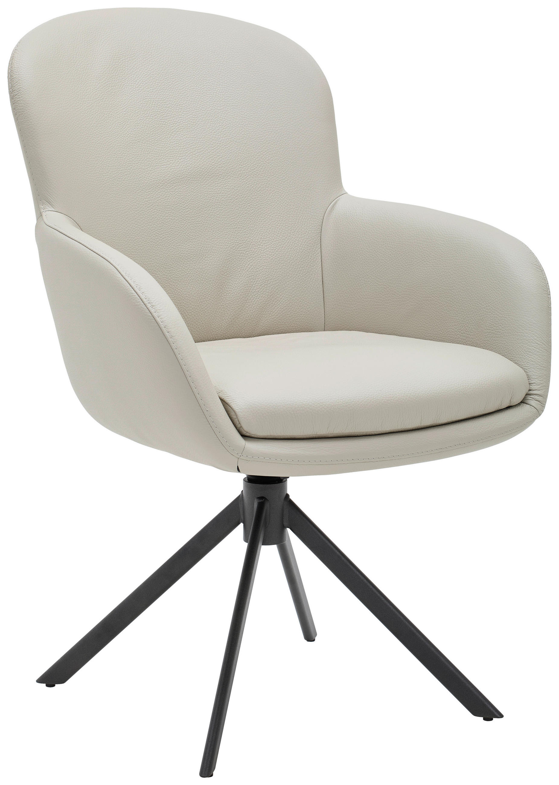 ARMLEHNSTUHL  in Echtleder pigmentiert  - Beige/Anthrazit, Design, Leder/Metall (64/92,5/68cm) - Bert Plantagie