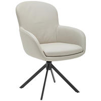 ARMLEHNSTUHL  in Echtleder pigmentiert  - Beige/Anthrazit, Design, Leder/Metall (64/92,5/68cm) - Bert Plantagie