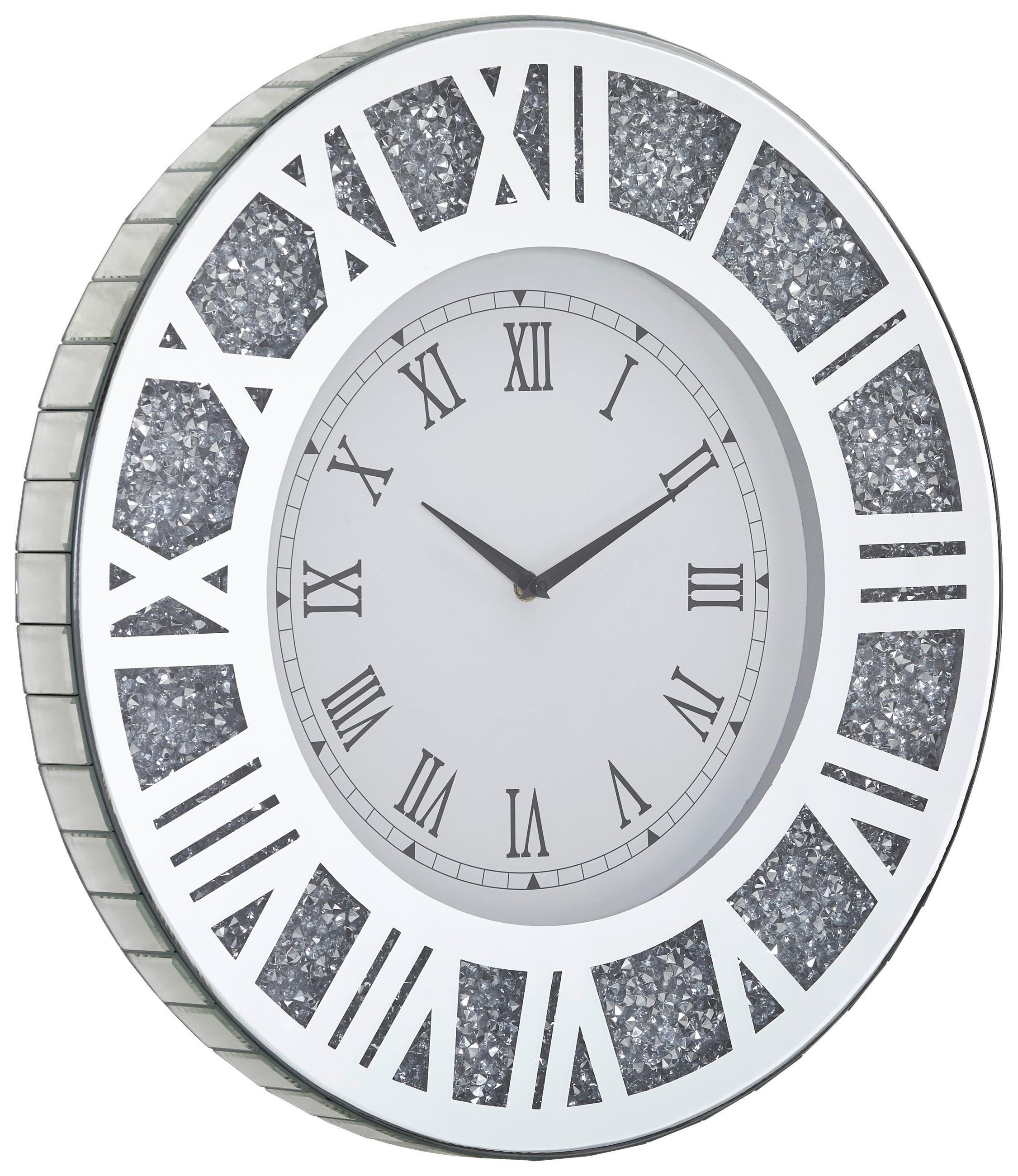 WANDUHR  Silberfarben  - Silberfarben, Trend, Glas/Holzwerkstoff (50/50/4,4cm) - Xora