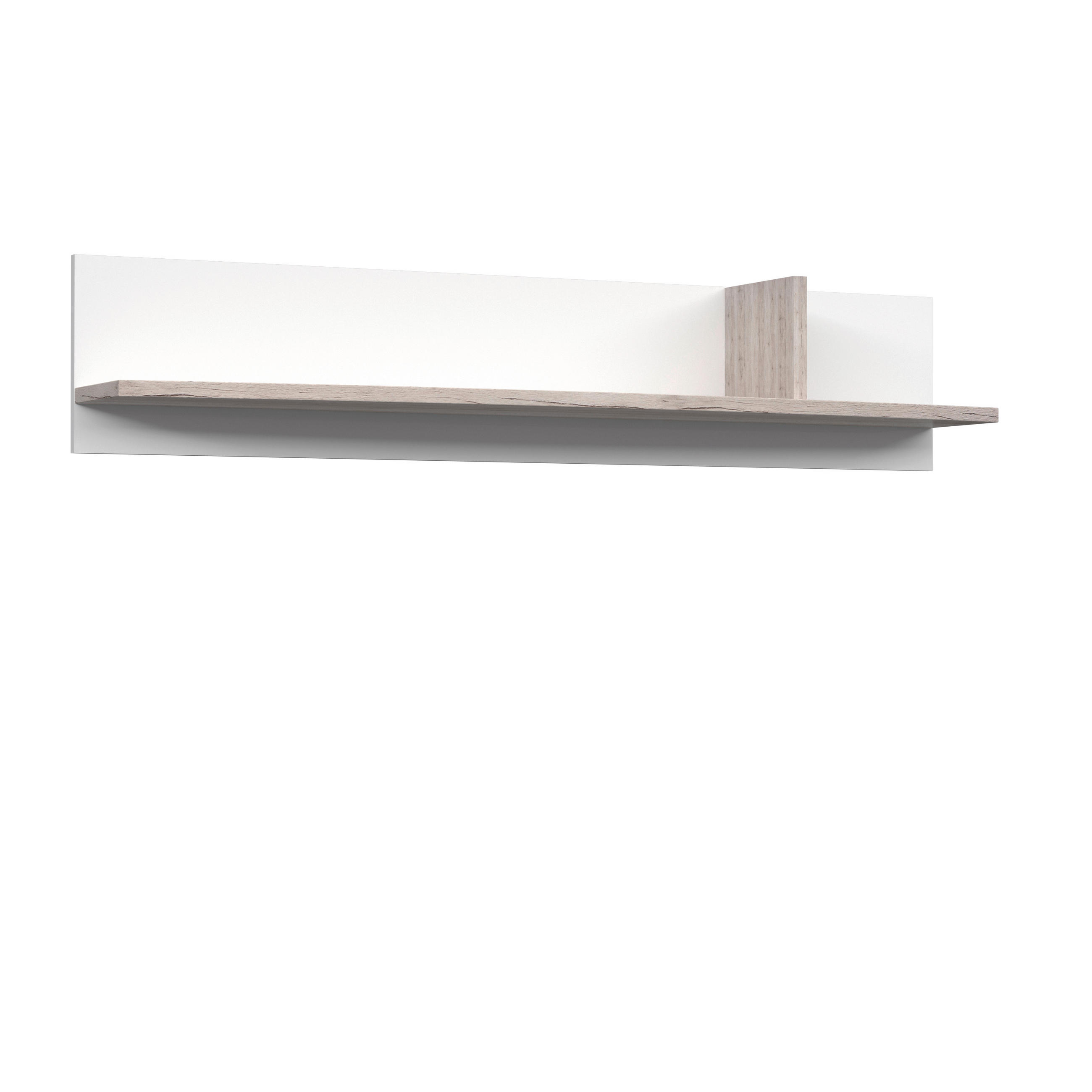 PANOU DE PERETE 139/27/26 cm  - culoare lemn stejar/alb lucios intens, Basics, material pe bază de lemn (139/27/26cm) - Xora