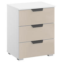 NACHTSCHRANK 47/62/42 cm, Weiß, Champagner,  - Champagner/Alufarben, MODERN, Glas/Holzwerkstoff (47/62/42cm) - Rauch Möbel