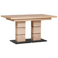 ESSTISCH 140-220/90/75 cm Nachbildung  Holzwerkstoff ausziehbar rechteckig Schwarz, Eichefarben  - Eichefarben/Schwarz, Design, Holzwerkstoff (140-220/90/75cm) - Dieter Knoll