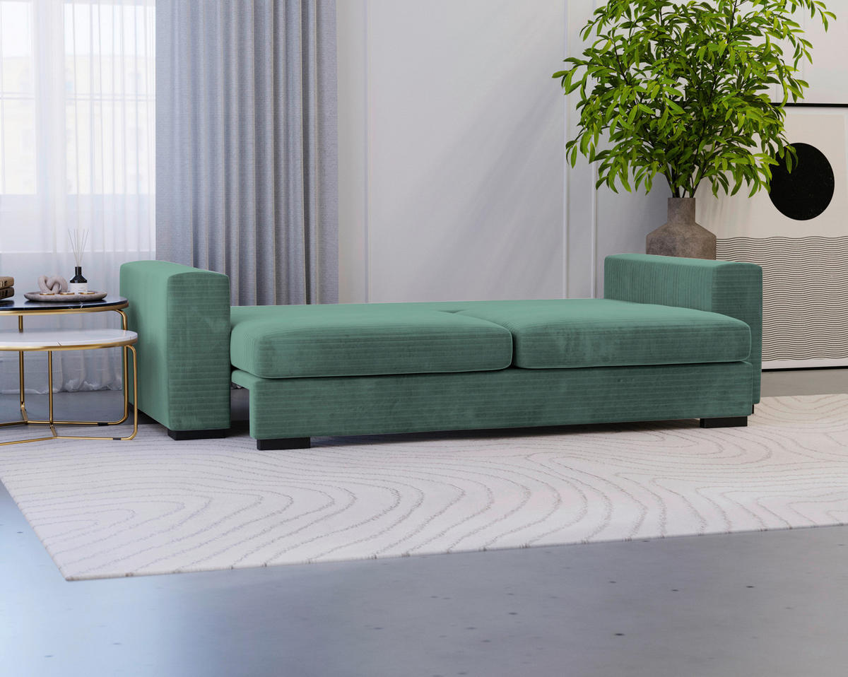 SCHLAFSOFA in Flachgewebe Petrol  - Petrol/Schwarz, Konventionell, Kunststoff/Textil (236/78/114cm) - Carryhome