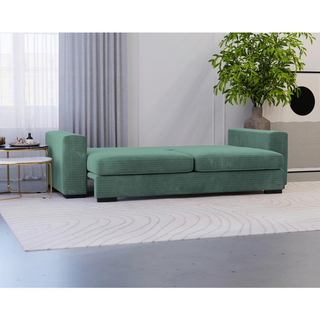 Thumbnail - Carryhome Schlafsofa, Petrol, Textil, 3-Sitzer, Füllung: Schaumstoff, 236x78x114 cm, Liegefunktion, Schlafen auf Sitzhöh...