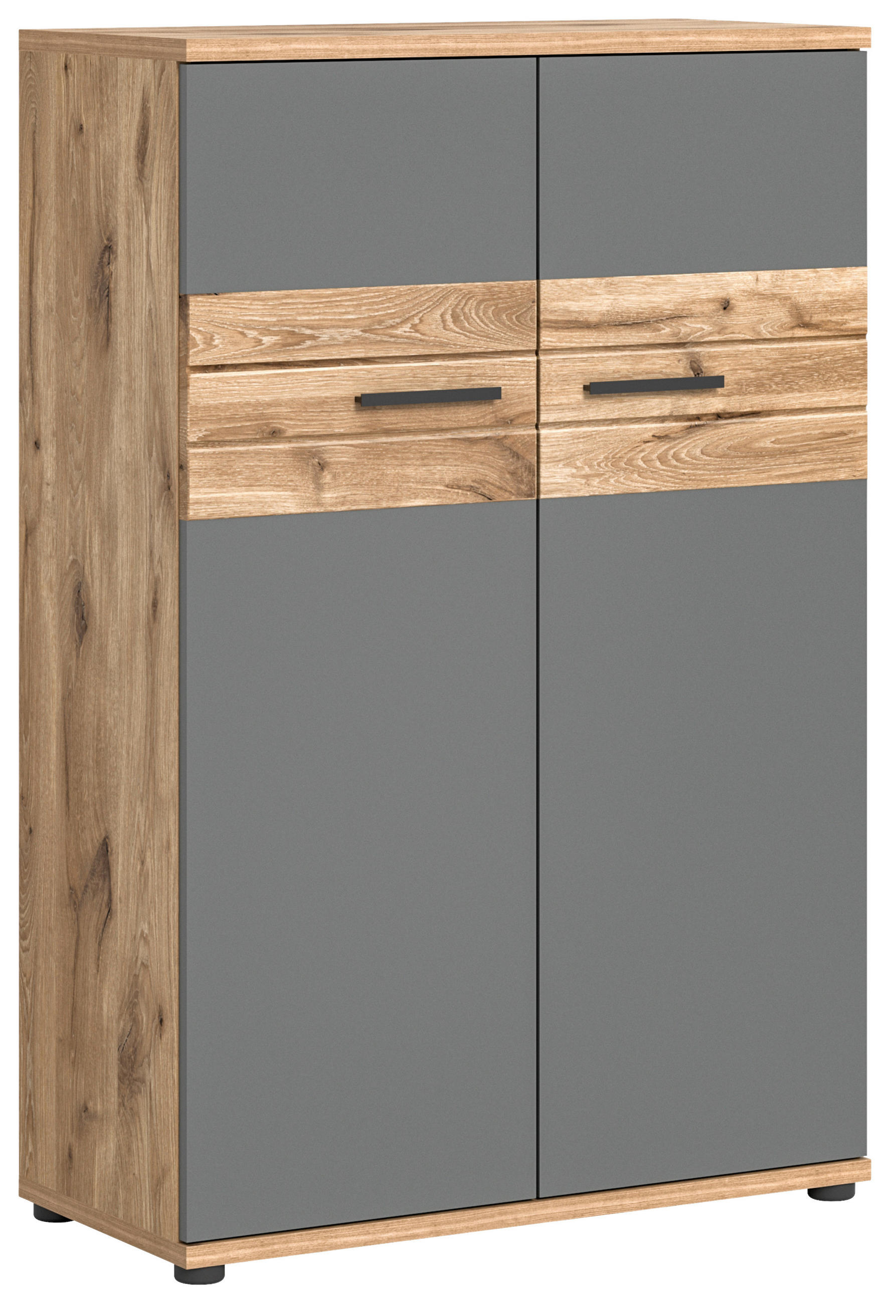 KOMMODE in 80/122/37 cm - Eichefarben/Schwarz, Holzwerkstoff/Kunststoff (80/122/37cm) - MID.YOU