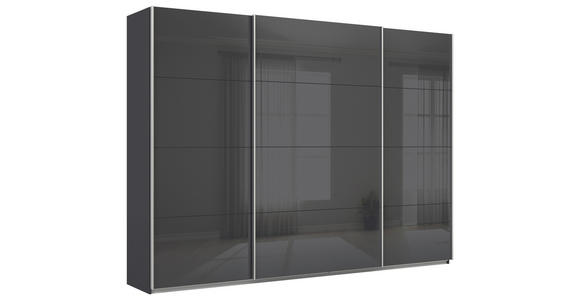 SCHWEBETÜRENSCHRANK  in Dunkelgrau  - Dunkelgrau/Alufarben, KONVENTIONELL, Glas/Holzwerkstoff (315/210/62cm) - Xora