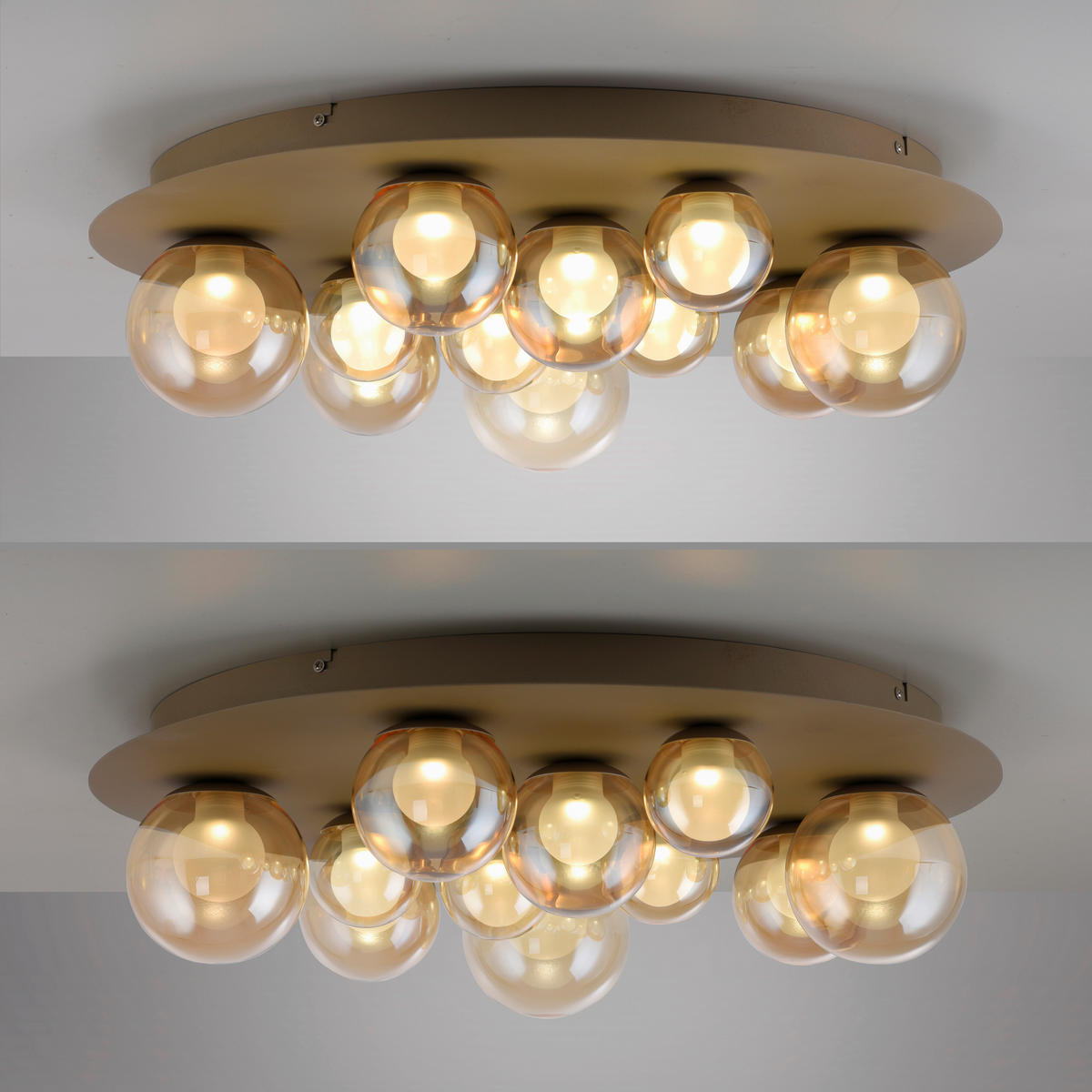 LED-DECKENLEUCHTE 60/60/17 cm  - Bronzefarben, Design, Glas/Kunststoff (60/60/17cm) - Neuhaus PURE