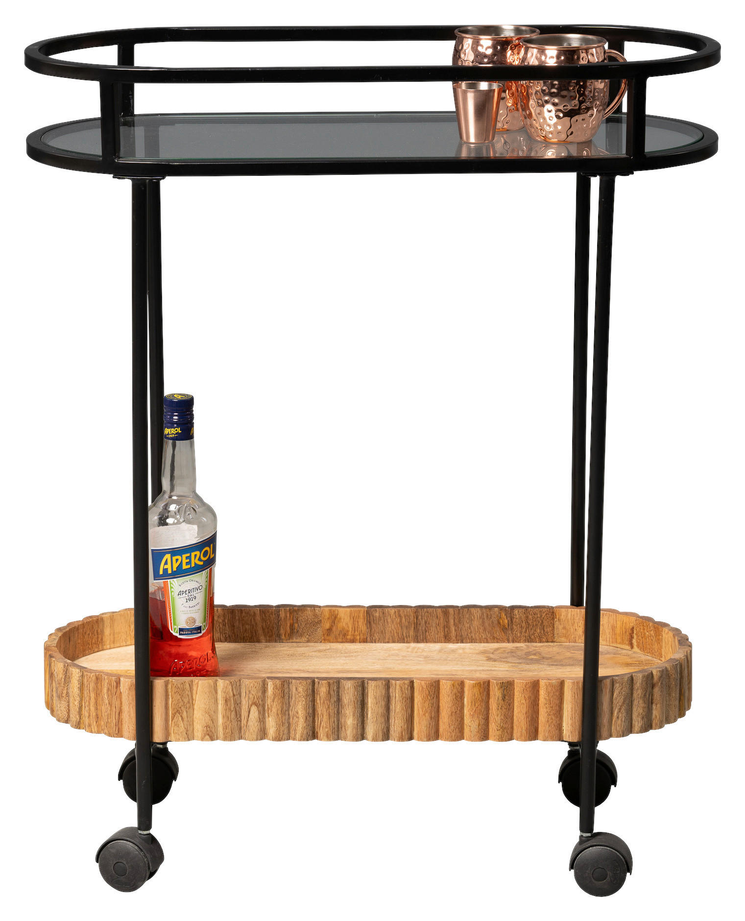 SERVIERWAGEN in Braun  - Schwarz/Braun, Design, Glas/Holz (70/30/86cm) - Landscape