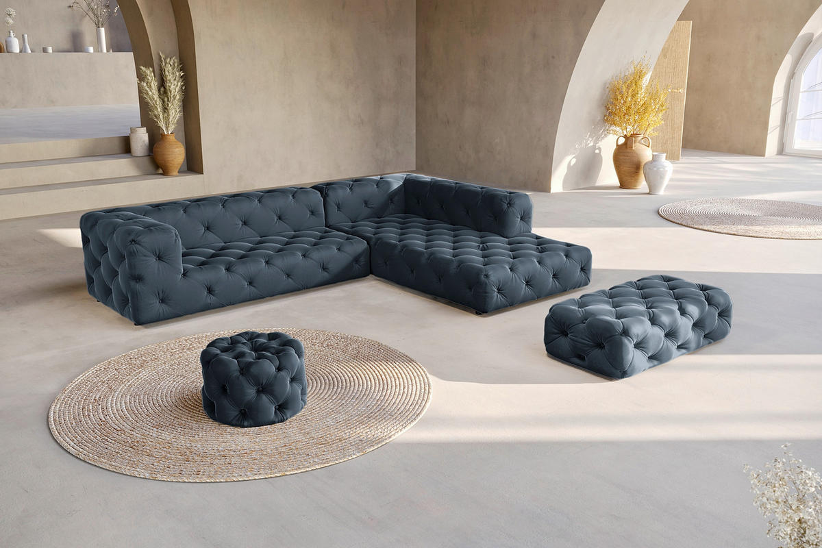 HOCKER in Textil Dunkelblau  - Schwarz/Dunkelblau, Design, Kunststoff/Textil (60/39/60cm) - P & B