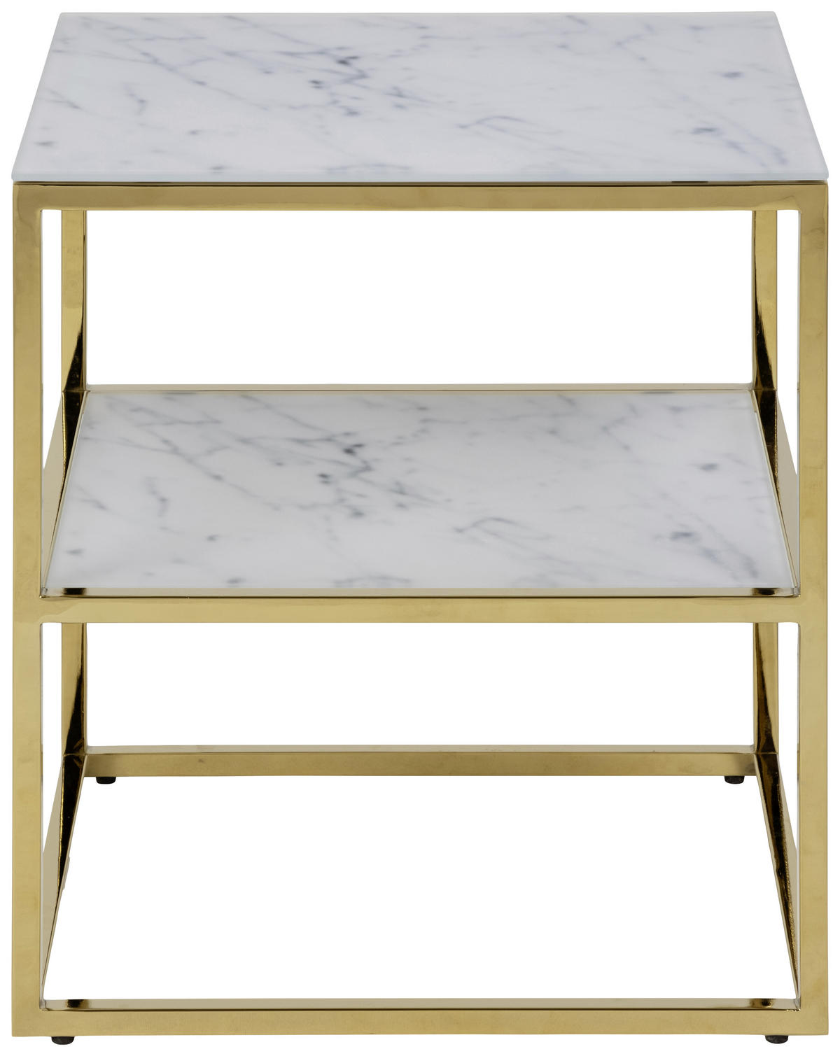 BEISTELLTISCH in Metall, Glas 40/45/50,5 cm  - Weiss/Goldfarben, Trend, Glas/Metall (40/45/50,5cm) - MID.YOU