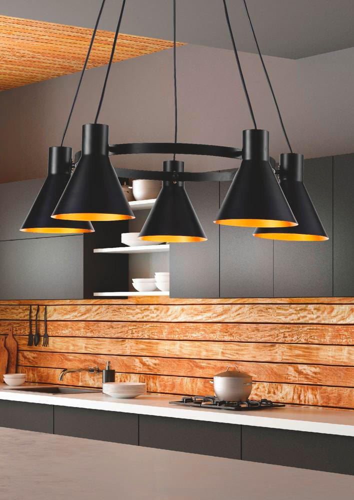 PENDELLEUCHTE More 65/65/100 cm   - Goldfarben/Schwarz, Design, Metall (65/65/100cm)